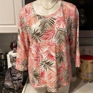 J womens Karen Scott 3/4 sleeve floral topXL